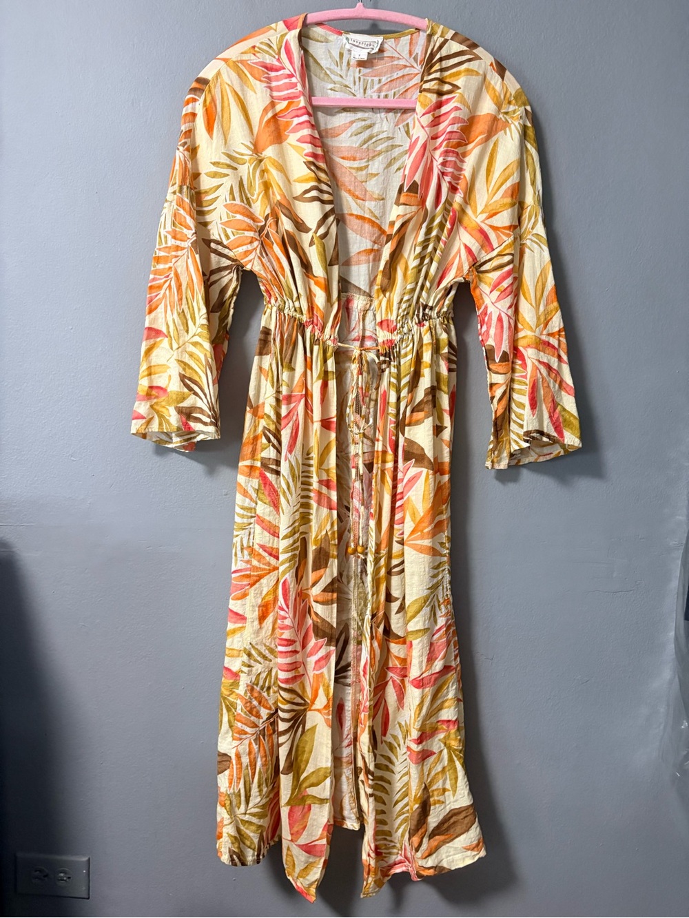 Love Riche tropical print longline kimono duster/swim cover-up. Size Small